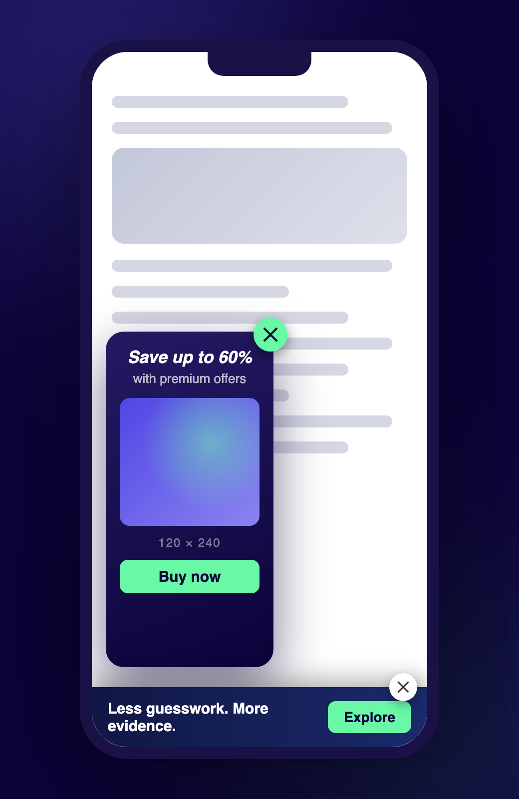 BiddingStack Mobile Floating premium demand format